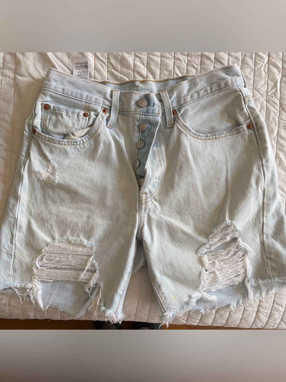 Levi's Light Blue Distressed Men's Denim Shorts